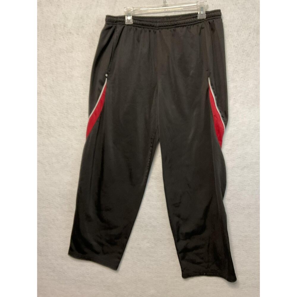 Holloway‎ Pants Mens XL Black Red Athletic Track Warmup Zipper Leg Drawstring